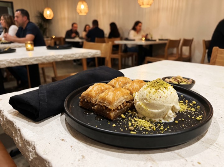 Baklava and Vanilla Ice Cream