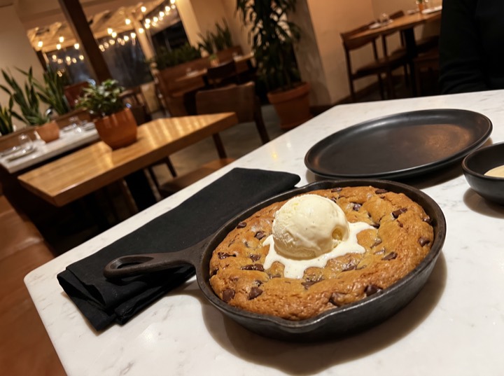 Chocolate Chip Skillet Cookie with Vanilla Ice Cream